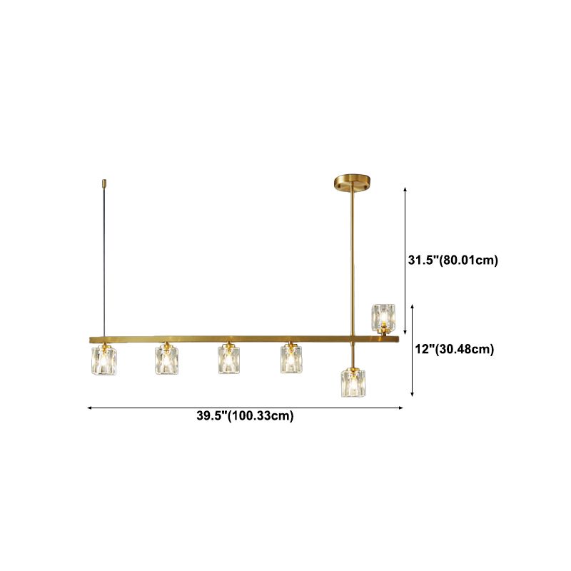 Post-Modern Hanging Light Crystal Island Light Fixture with Shade for Dining Table