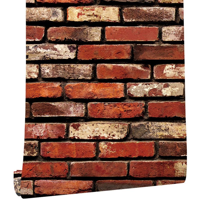 Aged Brick Look Wallpaper Roll Peel and Stick Industrial House Interior Wall Decor, 29.1-sq ft