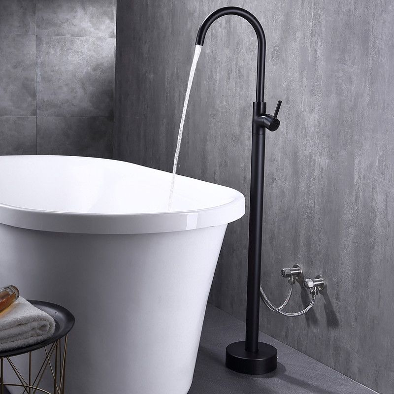 Modern Floor Mounted Freestanding Tub Filler Freestanding Copper High Arc Tub Filler Trim