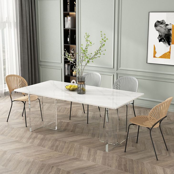 Modern Rectangle Dining Table Set 1/2/5/7 Pieces Dining Set for Home Use