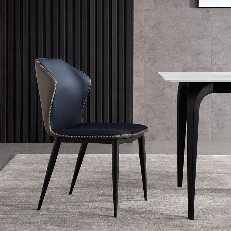 Modern Study Room Wingback Chair Matte Finish Leather Dining Chair