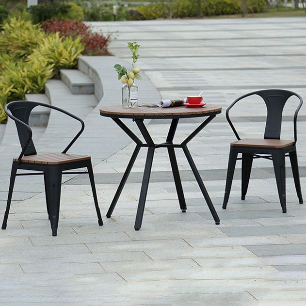 Industrial 1/3/5 Pieces Metal Dining Set Reclaimed Wood Table Set for Outdoor