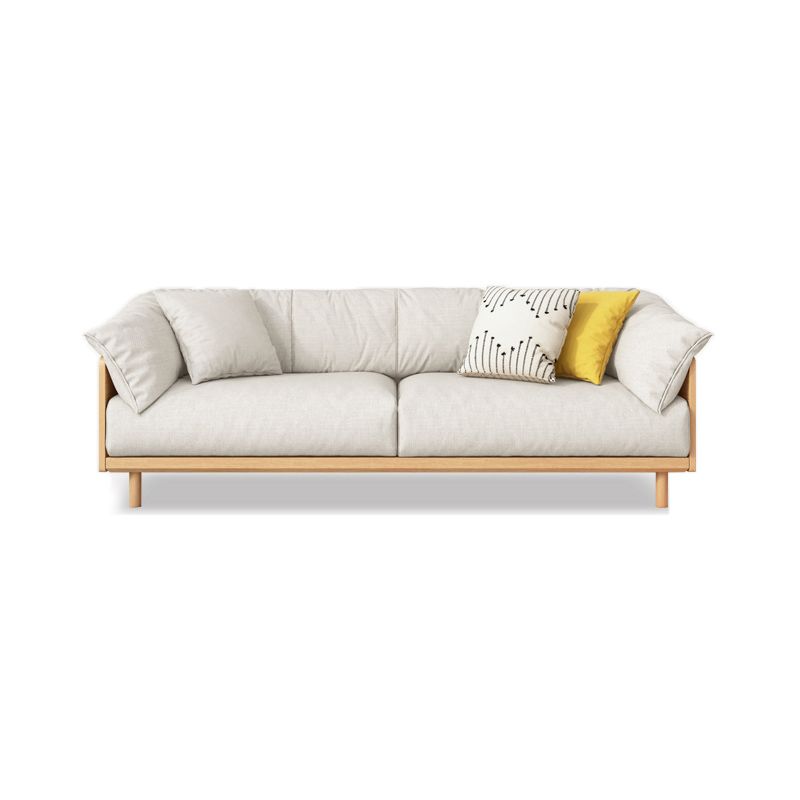 Scandinavian Tuxedo Arm Settee Cotton Blend Standard Sofa with Wooden Legs