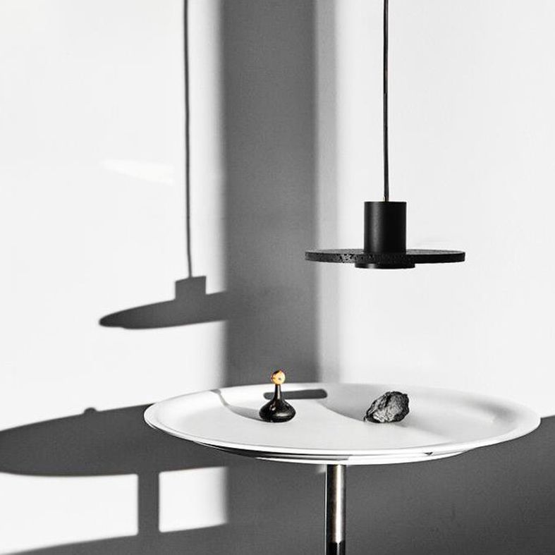 Stone Cylinder Hanging Ceiling Light Minimalist-Style Black Suspended Lighting Fixture