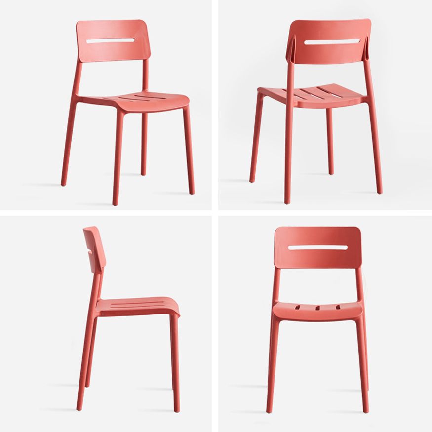 Chaises de salle à manger en plastique de style moderne, chaise latérale empilable à dossier ouvert pour la cuisine