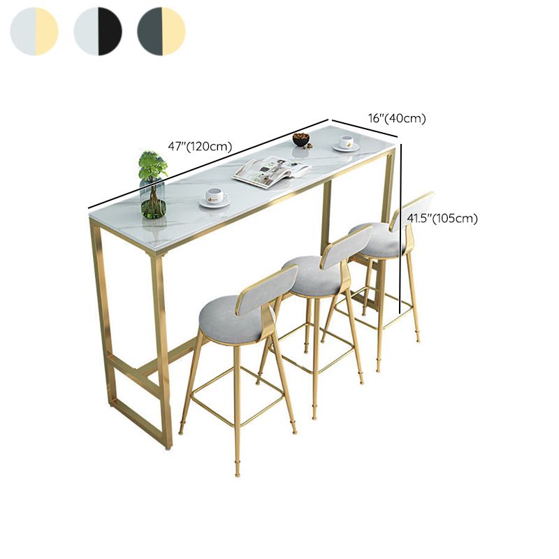 Rectangular Bar-height Table Stone Top Bistro Pub Table for Patio Use