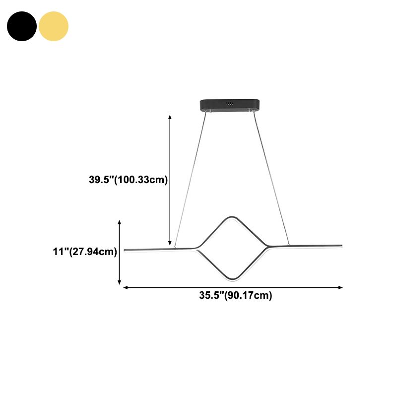 Linear Shape Island Pendant Modern Style Metal 2 Lights Island Lighting for Bedroom