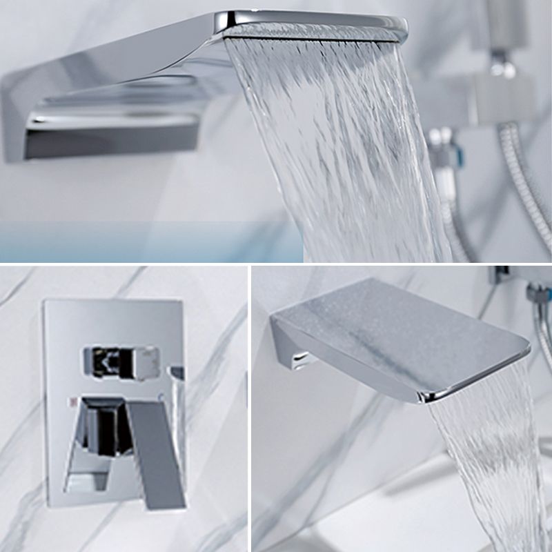 Modern Wall Mounted Metal Tub Filler Low Arc Bathroom Faucet