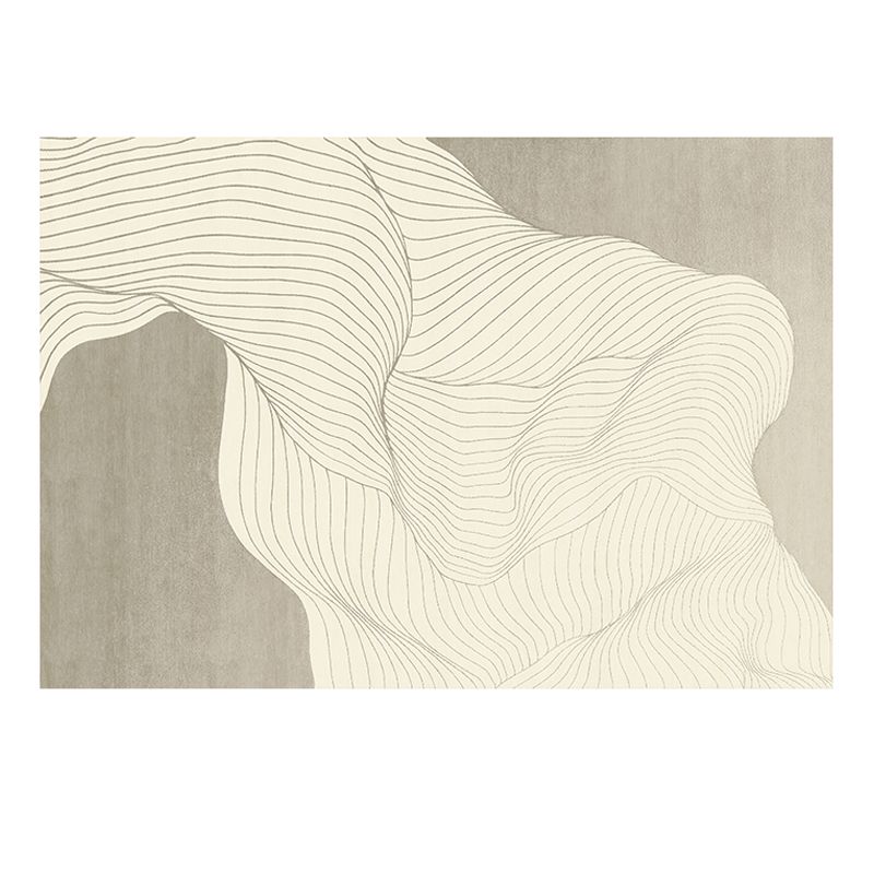 Khaki Modern Area Rug Stripe Pattern Polyester Area Carpet Anti-Slip Washable Rug for Home Decor