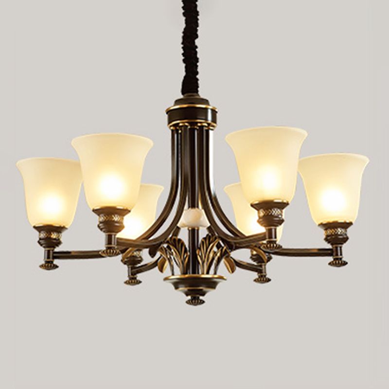 Lampada del lampadario a campana tradizionale illuminazione a sospensione in vetro bianco per il ristorante