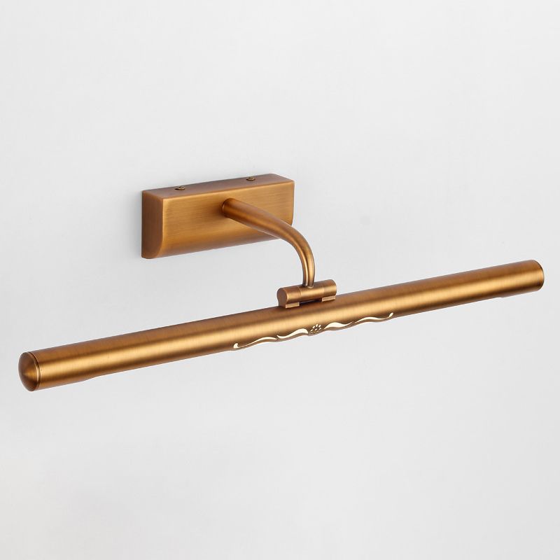 Waterproof Linear LED Wall Light Metal Antique Brass Vanity Neutral Light for Dressing Room