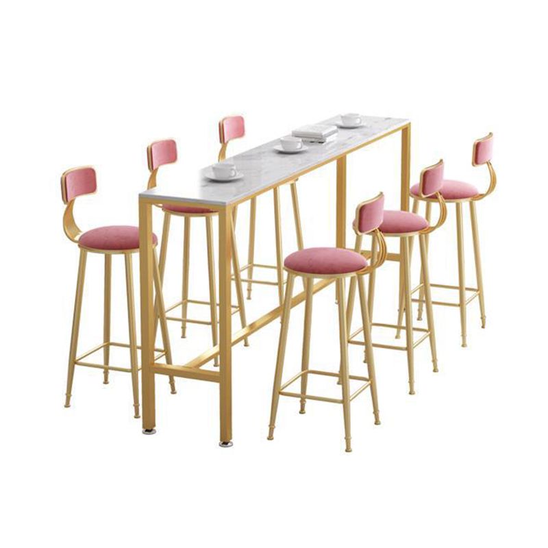 Glam Style Rectangle Bar Table 1/2/7 Pieces Faux Marble Counter Table