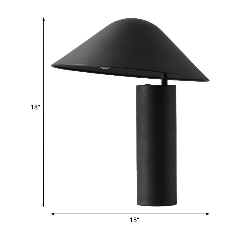 Lampada da tavolo a fungo Lampada da scrivania da comodino modernista in alluminio a LED in nero con base cilindrica in ferro