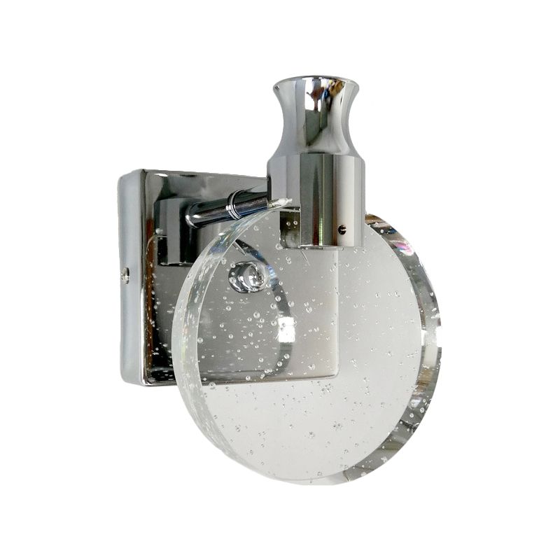 Iluminación de apliques de pared círculo Ligera de pared de la superficie de cristal contemporáneo para la sala de estar en plata