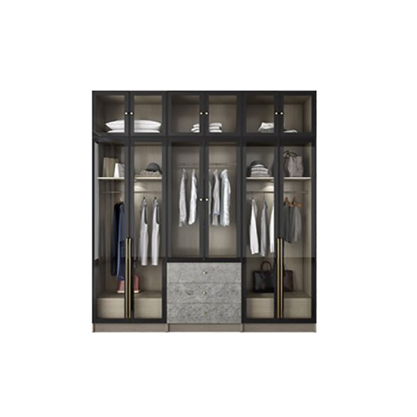 Contemporary Style Wardrobe Gray Colour Glass Wardrobe Closet