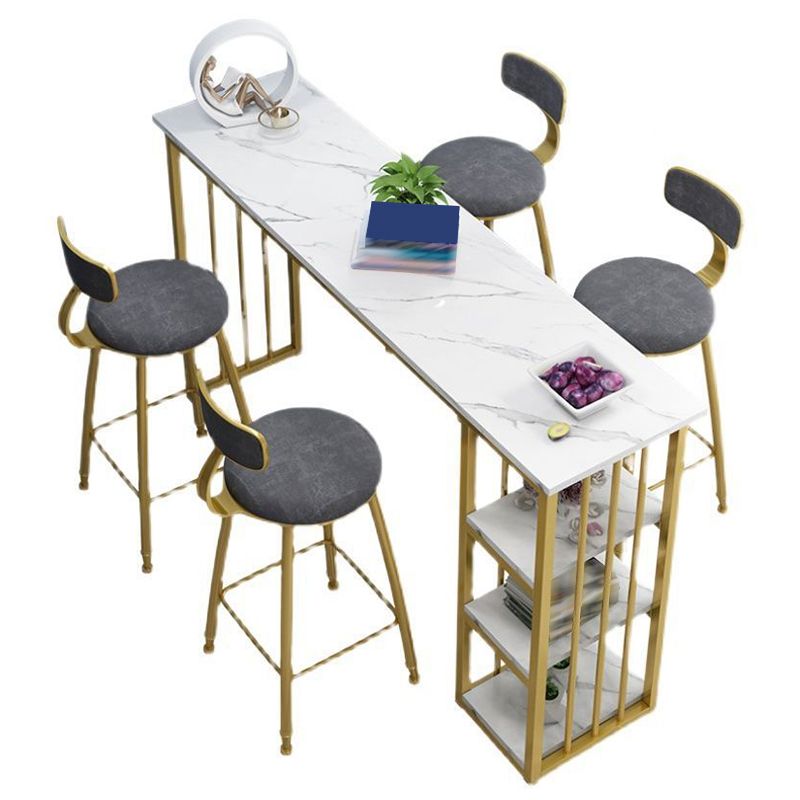 Rectangle Pub Table Glam Style Wood Bar Table for Indoor Use