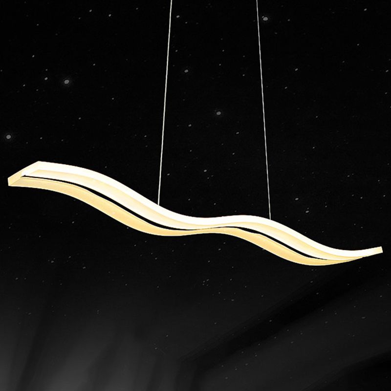 Lumière en île à LED blanche en acrylique dans le pendentif linéaire en acier inoxydable moderne en acier inoxydable