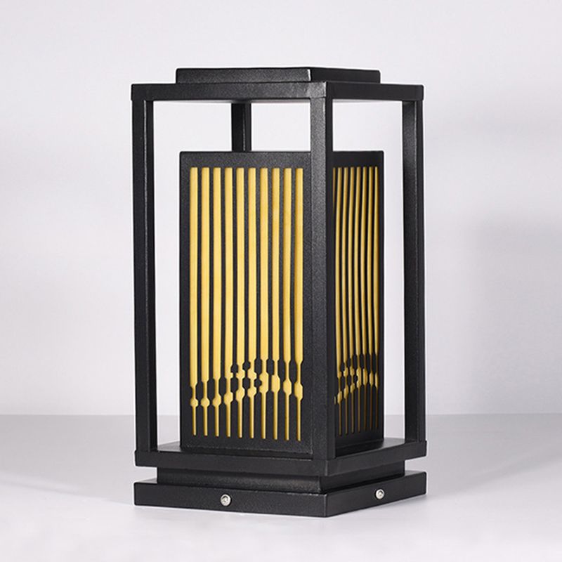 Rectangle Solar Pillar Lamp Contemporary Metal Outdoor Waterproof Light