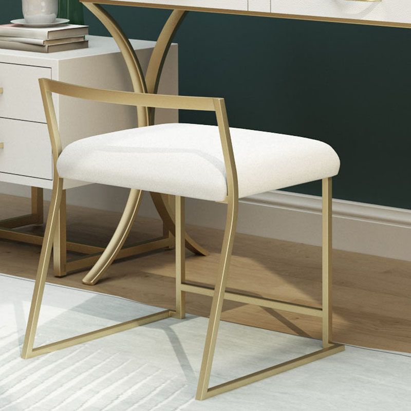 Glam Metal Dining Room Chair Armless Velvet Dining Side Chair for Restaurant Use