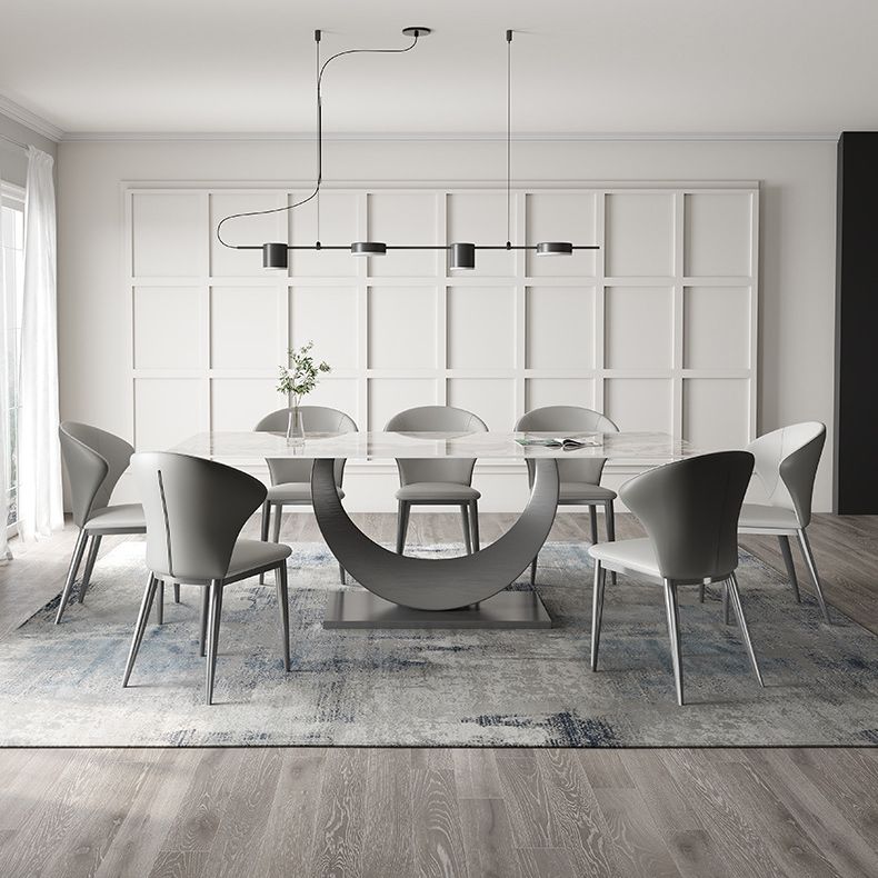 Industrial Dinner Table Stone Rectangle Dining Site Table for Dining Room