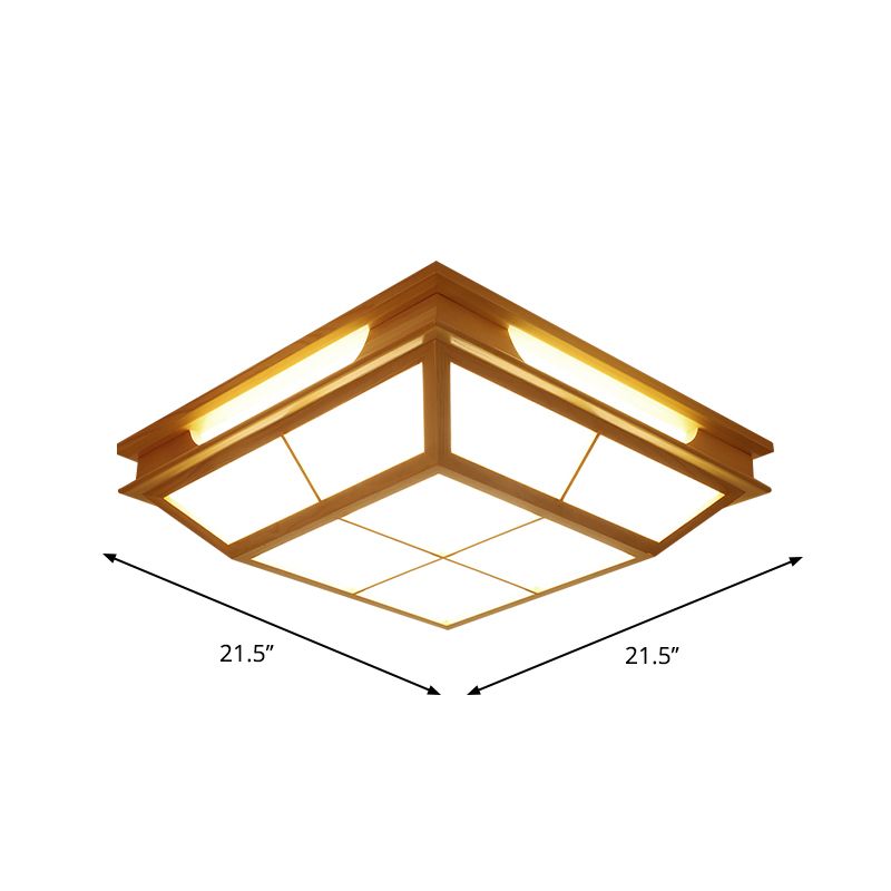 18"/21.5" W Beige Tapered Flush Light Contemporary LED Natural Wood Ceiling Lamp in Warm/White Light