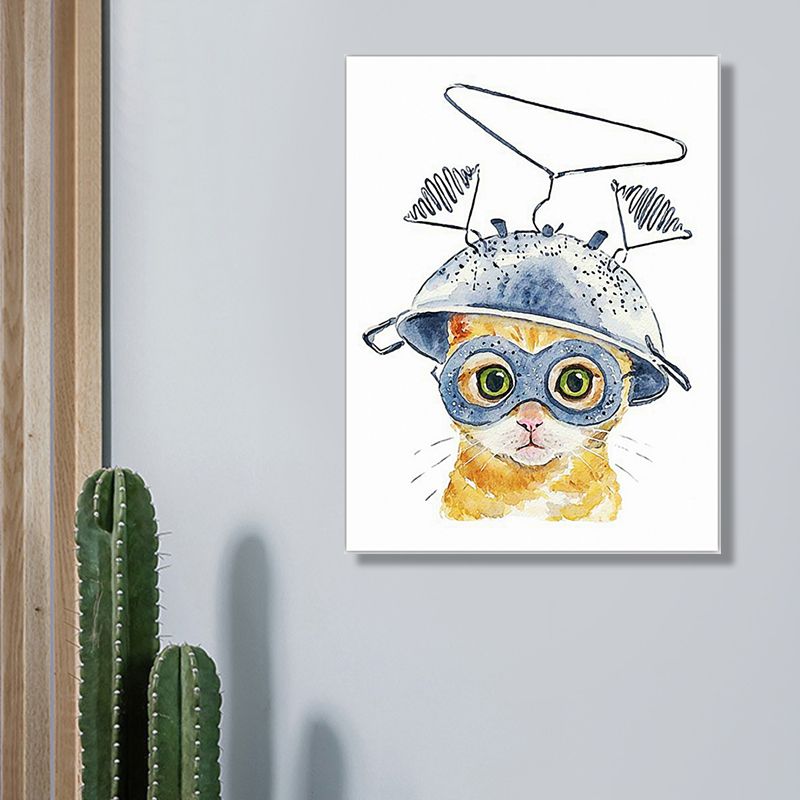 Textured Pet Painting Wall Decoration Canvas Cartoon Wall Art for Kids Bedroom
