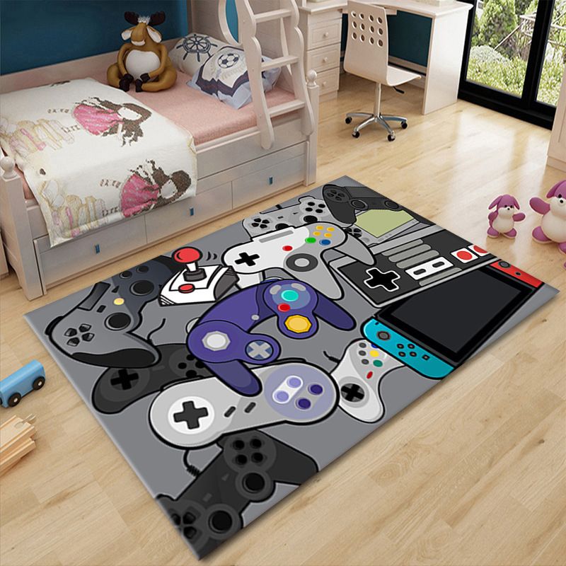 Kids Game Controller Pattern Carpet Polyester Area Rug Stain Resistant Rug for Living Room