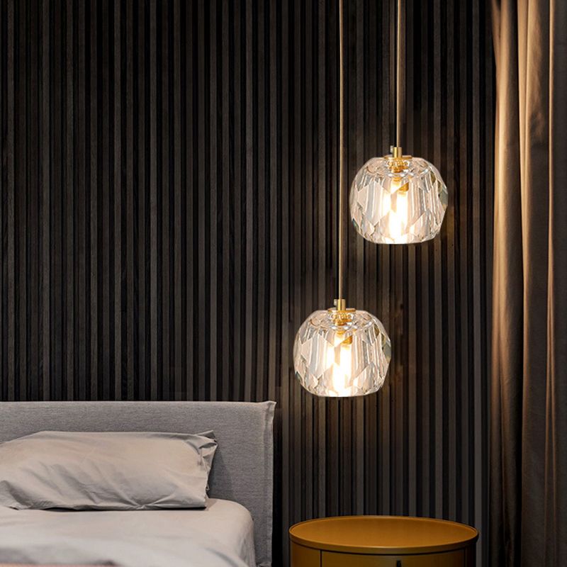 1-Light Crystal Ball Mini Pendant Light 4.3 Inch Wide Modern Simplicity Style Hanging Light with 78.7" Adjustable Suspension Wire