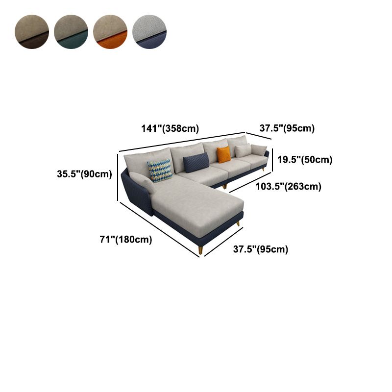 Modernism Stain Resistant Sofa & Chaise 4-Seater Faux Leather Sectional