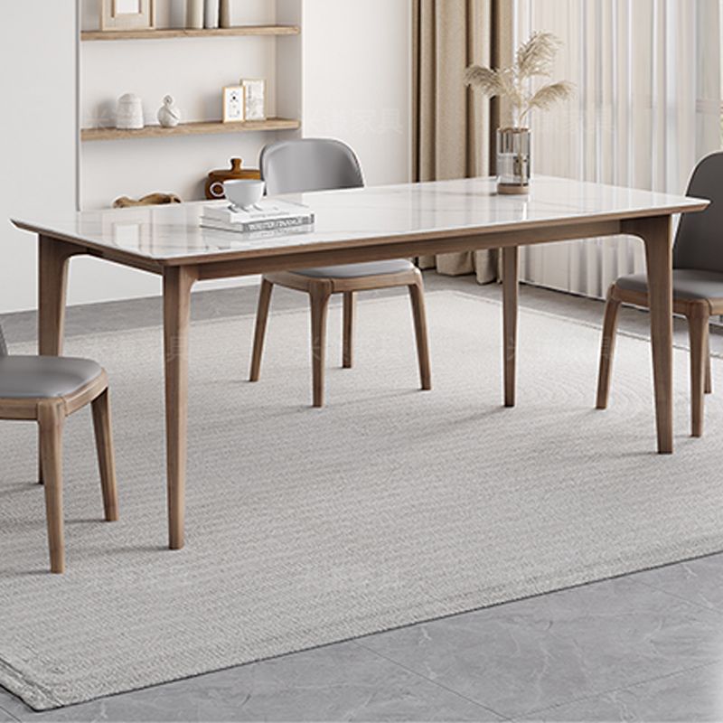 Rectangular Table Medieval Modern Sintered Stone Top Dining Table with Wooden Base