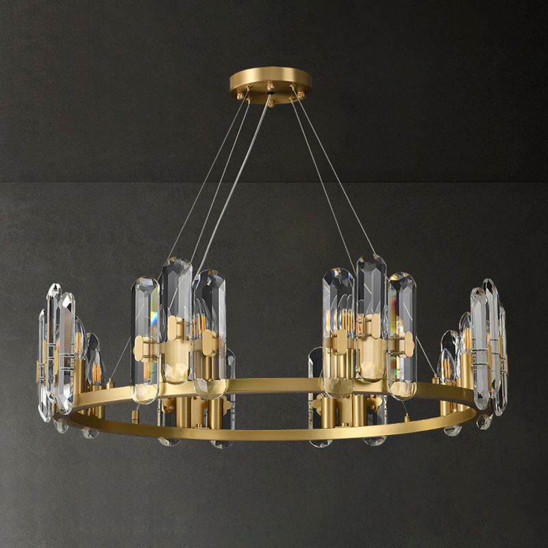 Contemporary Copper Ceiling Pendant Light Wheel Hanging Pendant Light for Living Room