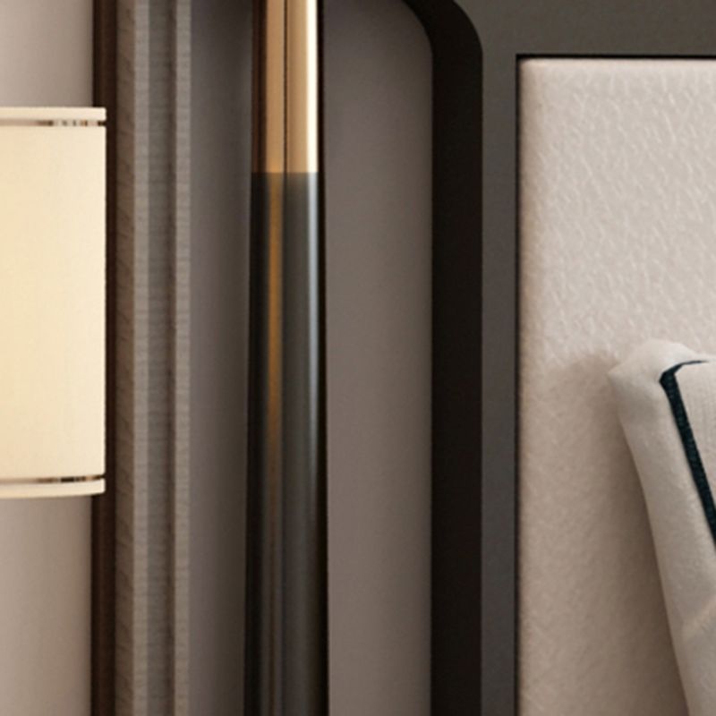 Mid-Century Modern Standard Bed Ash Upholstered Headboard Panel Bed