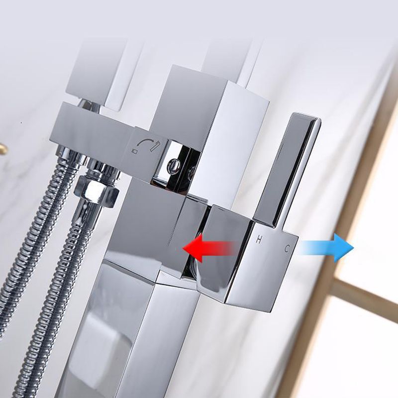 Freestanding Bathtub Faucet Floor Mounted One Lever Handle with Hose