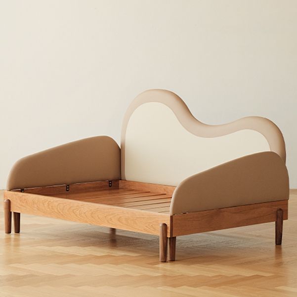 Contemporary Solid Wood Kids Bed Blue/Brown Daybed with Upholstered