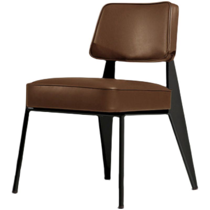 Industrial Style 24.4" Wide Faux Leather Fixed Back Armless Chair