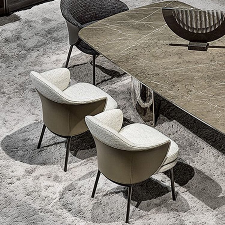 Fabric Arm Chair Nordic Style Parsons Dining Chairs with Black Legs