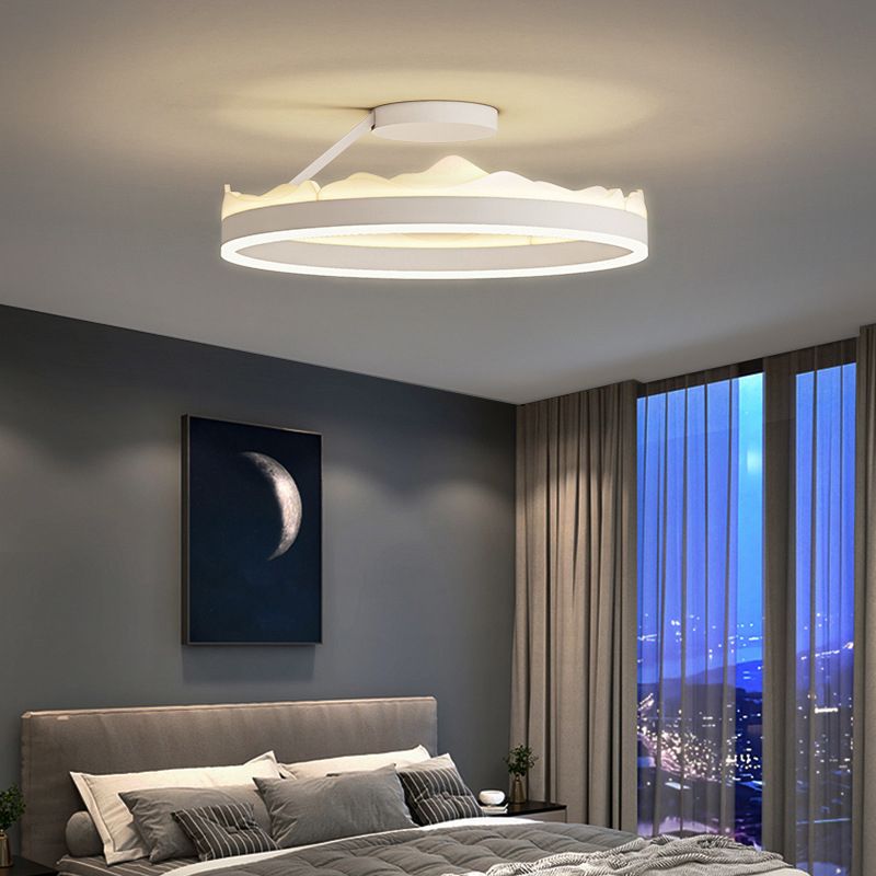 Contemporary Circle Flush Light Fixture Metal 1 Light Flushmount Lighting