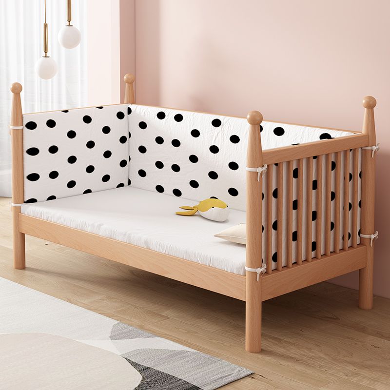 Naitural Nursery Crib with Guardrail Farmhouse Baby Crib in Solid Wood