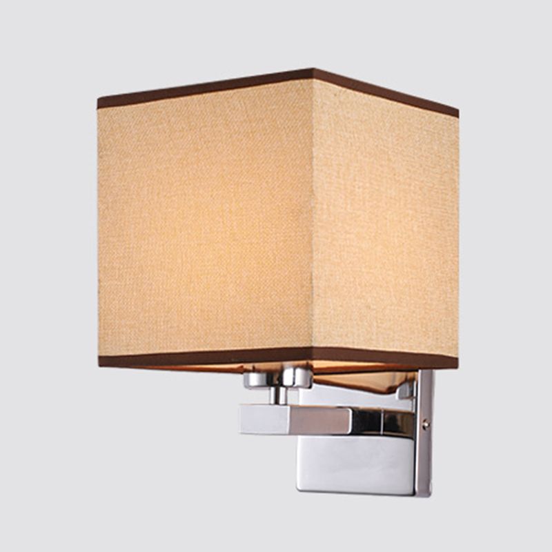 Modern Metal Wall Sconce Rectangle Shape Wall Light with Fabric Shade for Study