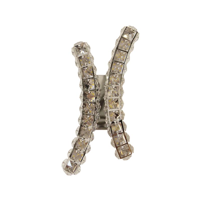 Chrome Curvy Wall Sconce Light Simple Beved Crystal Prism Salon LED Mur Murd Murd