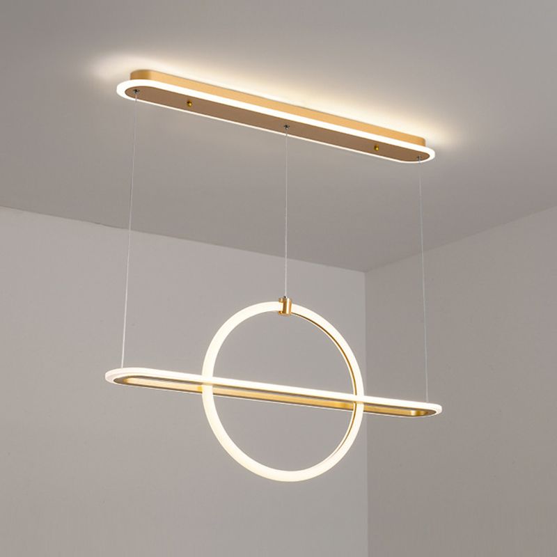 Modern Pendant Chandelier Geometric Island Lighting Metal 5 Light Island Lamps in Gold