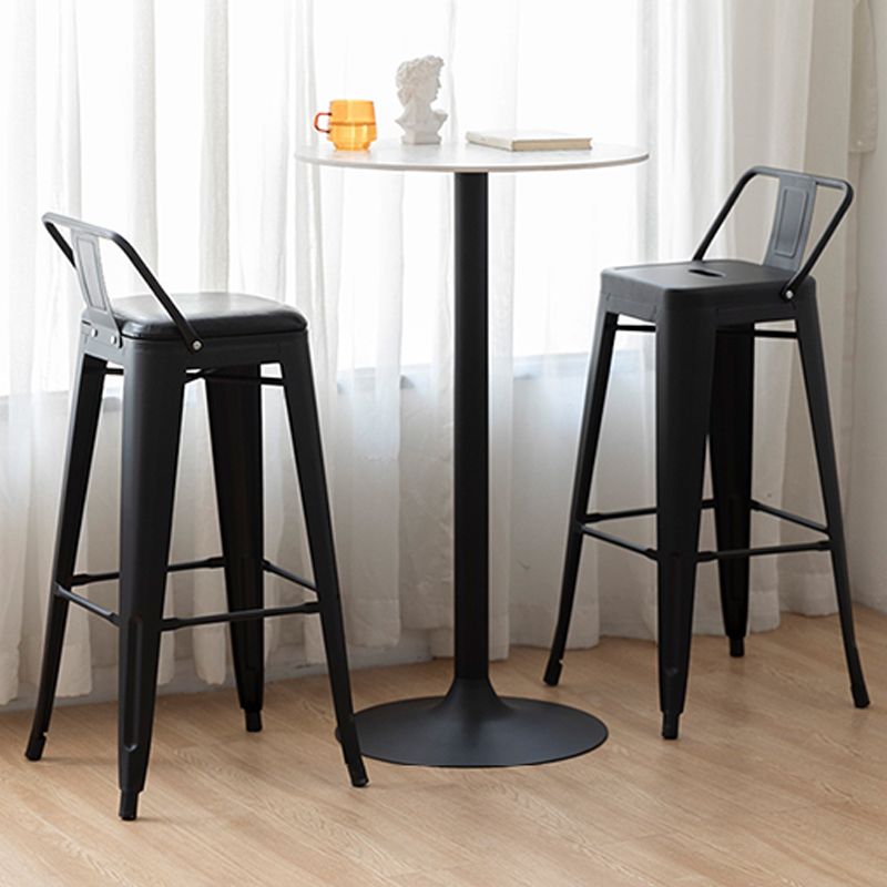 Nordic Armless Backrest Counter Stool Iron Cafe Bar Stool with Seat and Pedal
