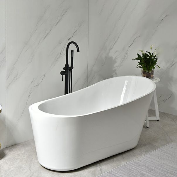 Modern Oval Bathtub White Freestanding Acrylic Soaking Left Bath