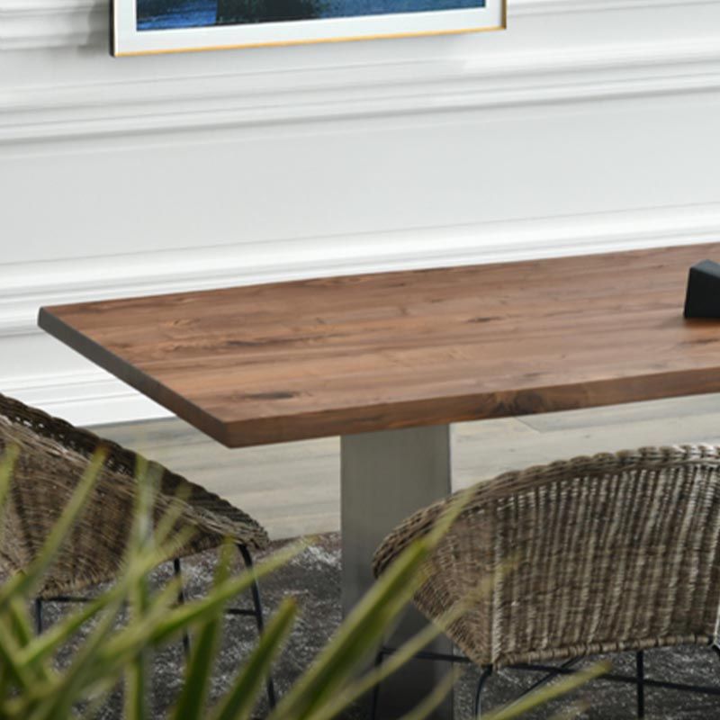 Rectangle Dining Room Table Industrial Kitchen Desk with Double Pedestal