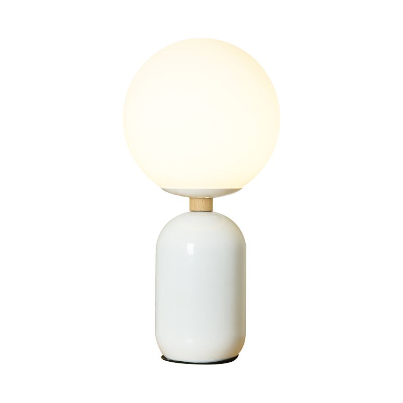 Lampada da tavolo notturno globale in vetro bianco Nordic 1-bulba grigio/bianco/rosa Libra di lettura Light con base di cilindri