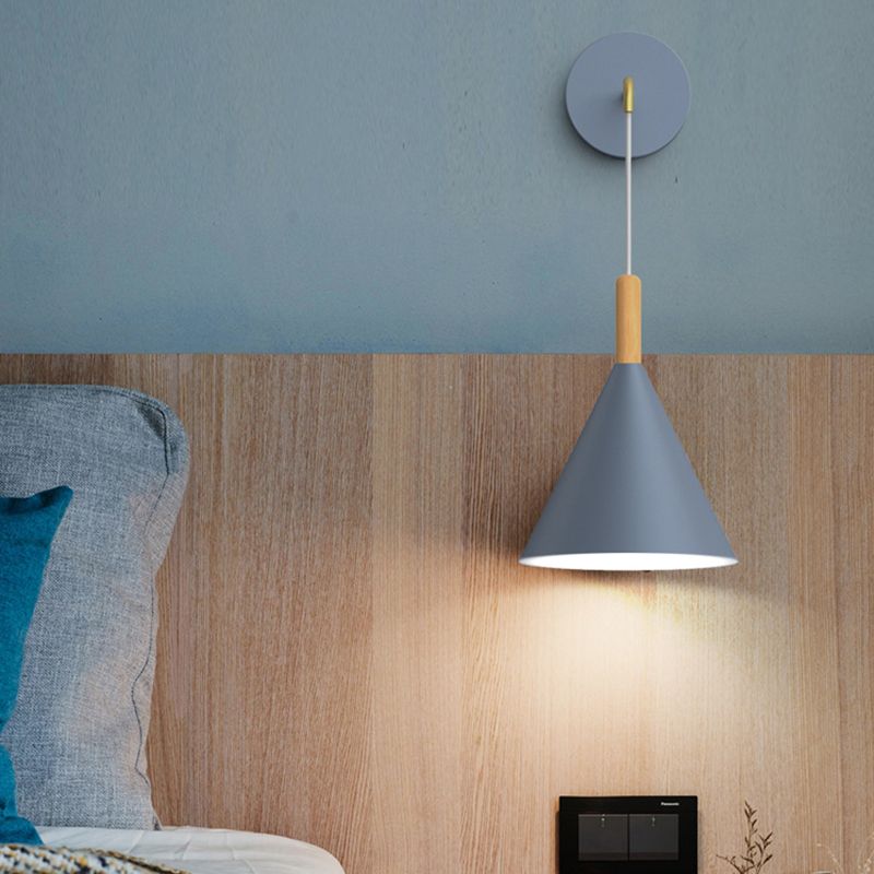 Macaron Style Wall Lamp Metal 1 Light Sconce Light for Bedroom