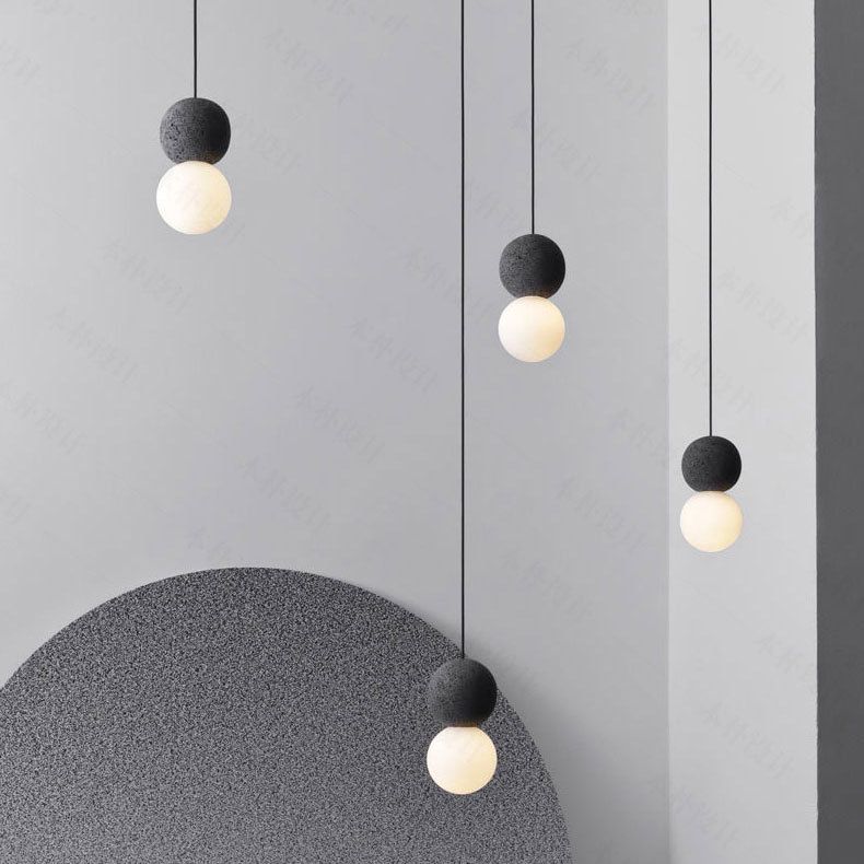 Forma sferica 1 lampada a sospensione leggera moderna lampada sospesa in cemento per soggiorno