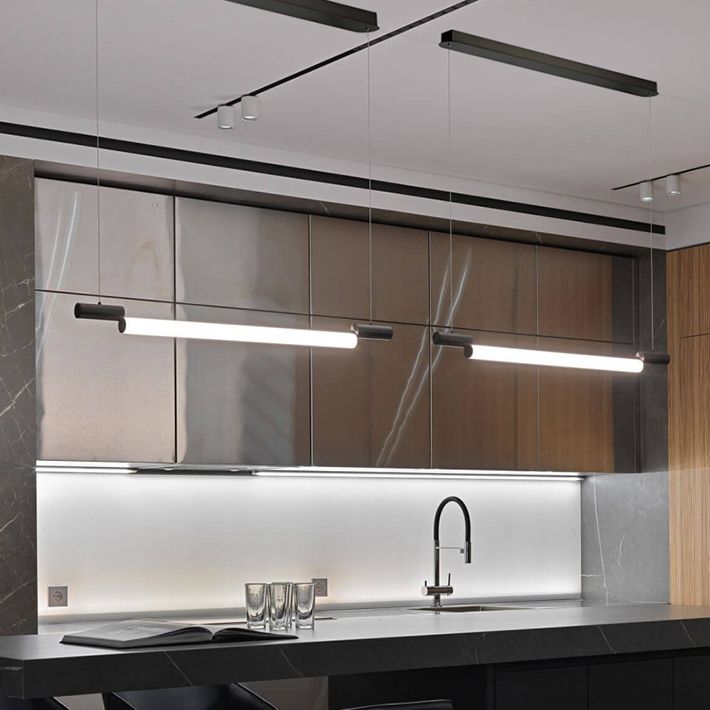 Style moderne pendentif linéaire acrylique 1 luminaire léger de l'île