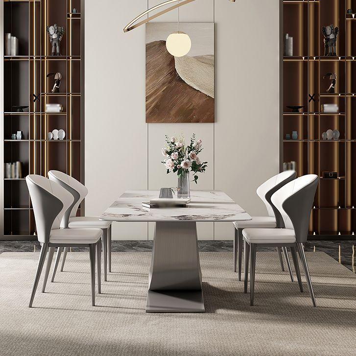Designer Style Stone Top Dining Set Rectangle 1/3/4/5/7 Pieces Dining Room Table Set