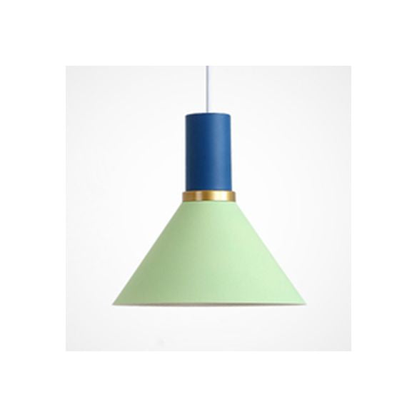 Bowl/Cone/Funnel Metal Hanging Ceiling Light Minimalist 1 Light Blue/Pink/Yellow Pendant Lamp